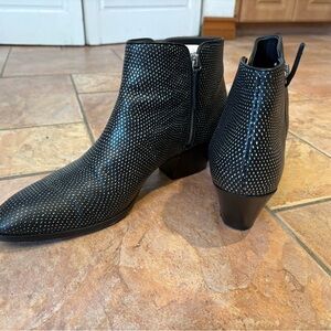 Giuseppe Zanotti Black Ankle Booties with mini white polka dots.